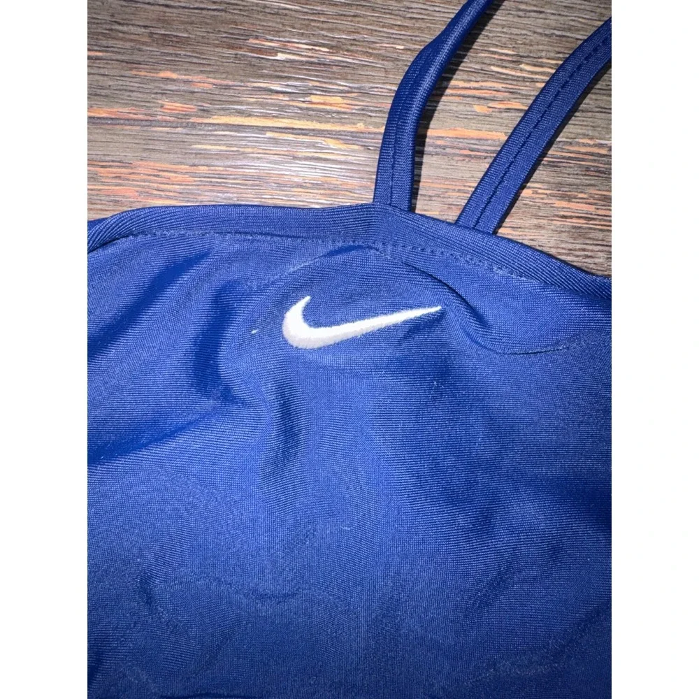 Nike Girls Royal Blue Crossback Swim Bikini Top Size 10 Swoosh Logo Athletic